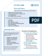 Postoperative Care: Postoperative Note and Orders