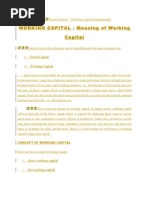 WORKING CAPITAL - Meaning of Working Capital