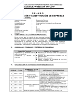 Silabo de Organizacion y Constitución de Empresas