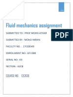 Fluid Mechanics Assignment: Course No. Ce2130