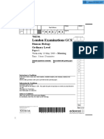 London Examinations GCE: Human Biology Ordinary Level