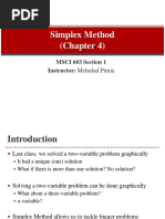 Simplex Method (Chapter 4) : MSCI 603 Section 1 Instructor: Mehrdad Pirnia