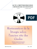 Restauration de La Liturgie Selon L'ancien Rite Des Gaules