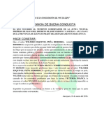 CONSTANCIA de Buena Conducta de Primero de Mayo Del Teniente Gobernador WILMER ESQUIVEL