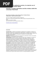 Obesidad en La Población Escolar y La Relación Con El Consumo de Comida Rápida