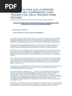 Requisitos para Que La Persona Jurídica Sea Comprendida Como Tercero Civil en El Proceso Penal Peruano