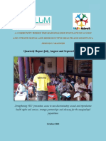 Serving Lives Under Marginalization (SLUM) Quarterly Report For The Period July, August and September 2018