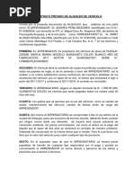 Contrato Privado de Alquiler de Vehiculo