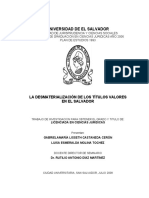 La Desmaterializacion de Los Titulos Valores en El Salvador PDF