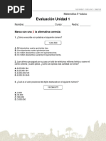 5° Básico Prueba Unidad 1 Santillana