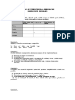 Ejercicios Iniciales Expresiones Algebraicas