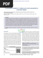 Contraceptive Implants: A Review and Current Perspective in Southwest Nigeria