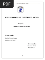 H.P.National Law University, Shimla: Assignment-Omparative Egal Ystem