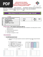 Work Sheet 3 Combinational Logic Circuit