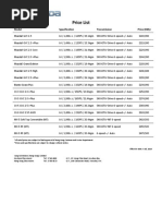 Price List: Model Specification Transmission Price (HK$)