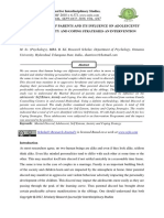 Marital Discord of Parents and Its Influence On Adolescents' Self Esteem, Anxiety and Coping Strategies-An Intervention Study