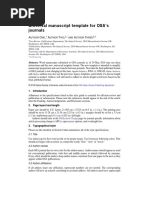 Universal Manuscript Template For OSA's Journals: A O, A T, A T