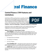 Central Finance 1709 Features and Limitations