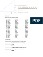 C. - 1 Term Examination Worksheet Name: Grade: Primary Two Subject: Langguage and Reading