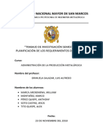 Planificación de Los Requerimientos de Materia Administración de La Producción Metalúrgica