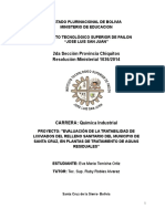 Proyecto de Evaluación de La Tratabilidad de Lixiviados Del Relleno Sanitario Del Municipio de Santa Cruz