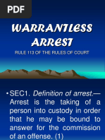 Warrantless Arrest: Rule 113 of The Rules of Court