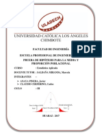 Prueba de Hipótesis para Muestra Proporcional