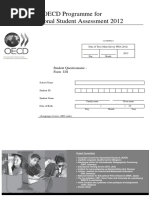 OECD Programme For International Student Assessment 2012: Student Questionnaire - Form UH