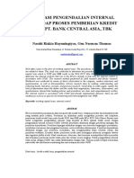 Evaluasi Pengendalian Internal Terhadap Proses Pemberian Kredit Pada Pt. Bank Central Asia, TBK