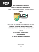 Evasion de Impuestos e Incumplimiento de Pagos de Las Micro y Pequeñas Empresas (Mypes) en El Distrito de Huánuco - Huánuco en El Periodo 2018