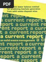 Use of The Water Balance Method For Predicting Leachate Generation From Solid Waste Disposal Sites - Fenn EPA 1975