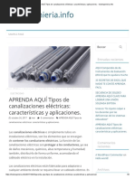 APRENDA AQUÍ Tipos de Canalizaciones Eléctricas - Características y Aplicaciones. - Todoingenieria PDF