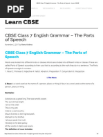 CBSE Class 7 English Grammar - The Parts of Speech - Learn CBSE