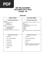 Syllabus Class IX - 2017-18 Ssa