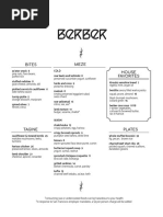 Berber Food Menu 