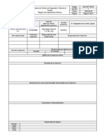 Formato de Registro de Inspección Interna de Seguridad y Salud en El Trabajo