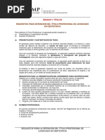 Requisitos para La Obtencion Del Titulo Profesional de Licenciado en Obstetricia