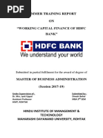 Summer Training Report ON "Working Capital Finance of HDFC Bank"