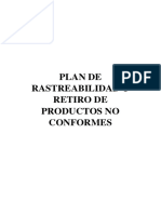 Plan de Rastreabilidad y Retiro de Productos No Conformes