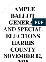 Sample Ballot, November 2010, Harris County Texas