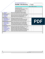 VM Checklist - Manufacturing: Peracha Engineering Co