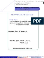 Appréciation Du Contrôle Interne Des Cycles Ventes, Achats Et Stocks Cas D'une Société Industriel