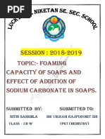 Chemistry Project Class 12th - Foaming Capacity of Soaps and Effect of Addition in It.