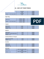 2016 - 2017 Lift Ticket Prices