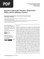 Japanese University Teachers' Depression Status and Its Influence Factors