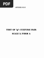 Test of "G": Culture Fair Scale A Form A: Appendix ND D