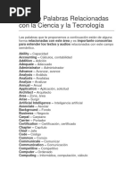 Lista de Palabras en INGLES Relacionadas Con La Ciencia y La Tecnología