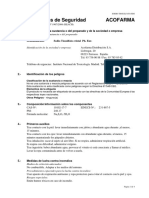 Datos de Seguridad Acofarma, Tiosulfato Sodico