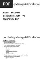 Achieving Managerial Excellence: Name: M Sandh Designation: AGM, FPS Plant/ Unit: BSP