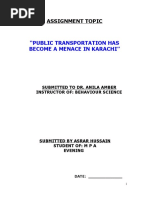 "Public Transportation Has Become A Menace in Karachi": Assignment Topic